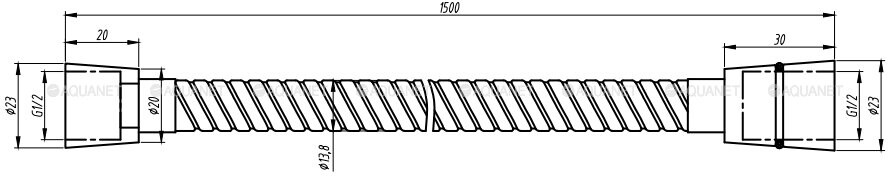 Aquanet Steel AF210-97S душевой шланг 1500 мм