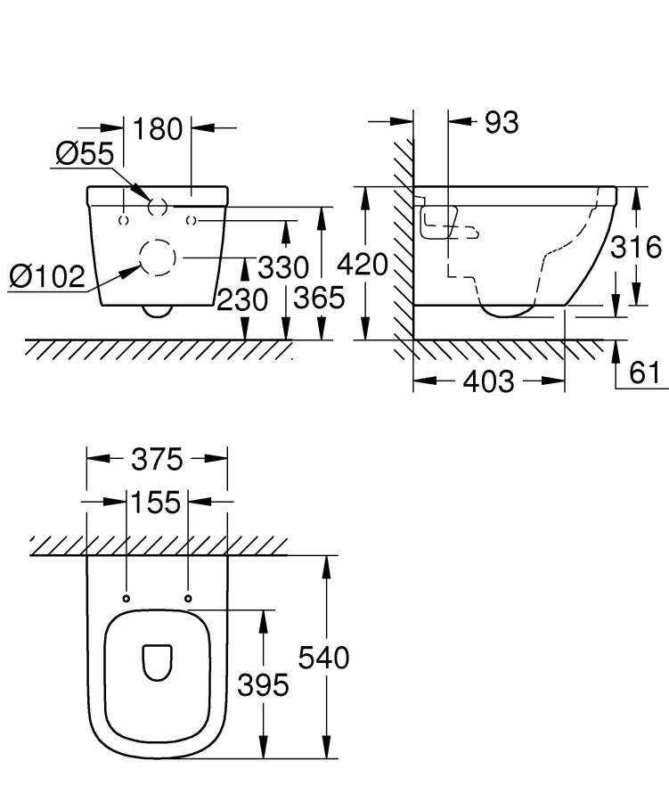 Grohe Euro Ceramic 39538000 унитаз подвесной