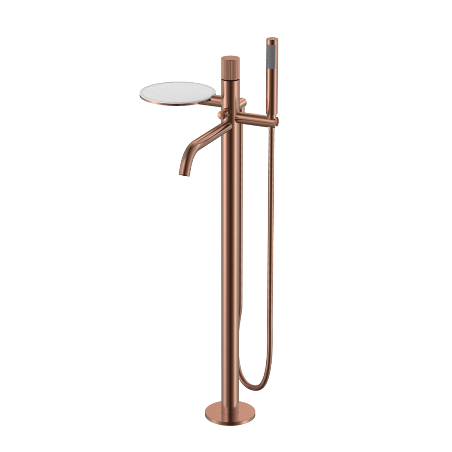 Смеситель для ванны напольный Boheme Stick ручка Linea Copper Brushed 129-CB.3