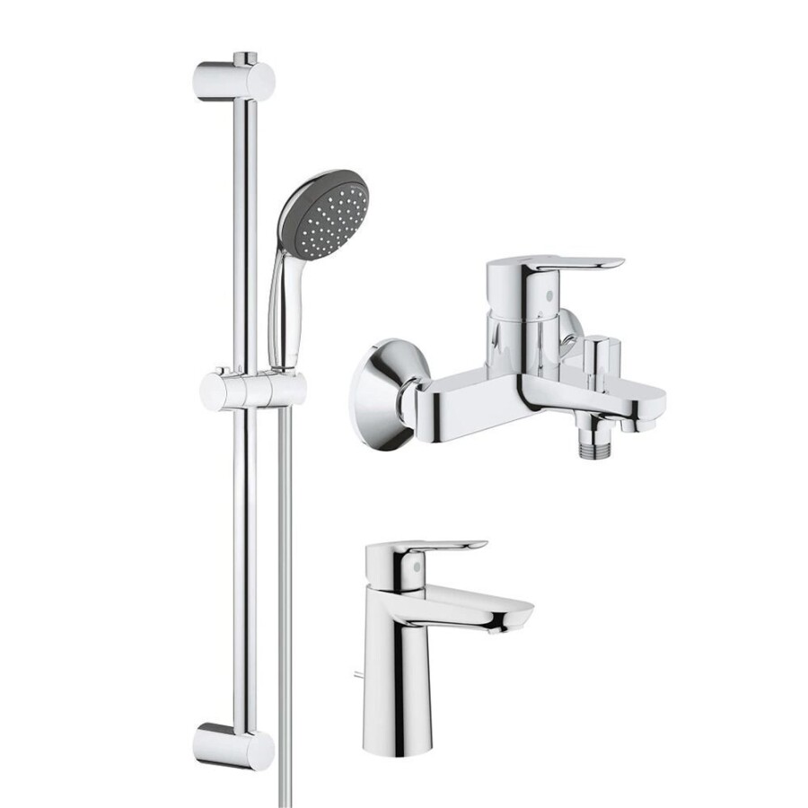 Комплект смесителей GROHE Start Edge для раковины, ванны с душевым гарнитуром, хром 120210