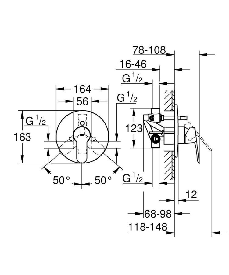 Grohe BauEdge 29079000 смеситель скрытого монтажа хром
