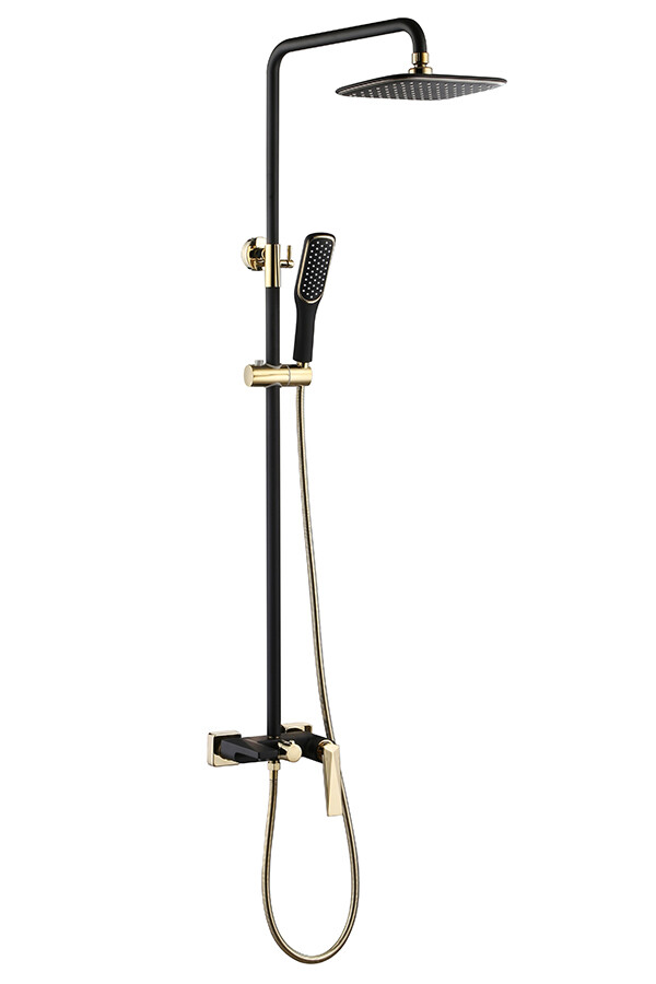 Душевая система Boheme Venturo Черный / Золото с изливом 388-B