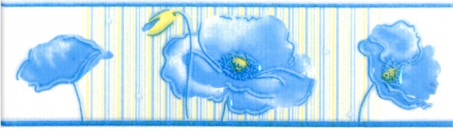 Газкерамика Альба маки 20х5см бордюр настенный лазурный глянцевый