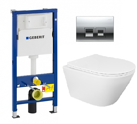 Инсталляция Geberit Duofix Delta 458.149.21.1 с клавишей и унитазом Loranto 87266