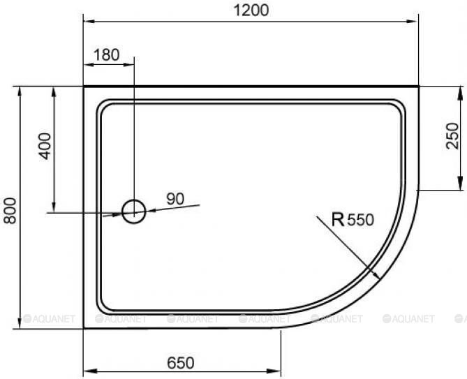 Cezares TRAY-A-RH-120/80-550-15-W-L душевой поддон акриловый 120*80*15
