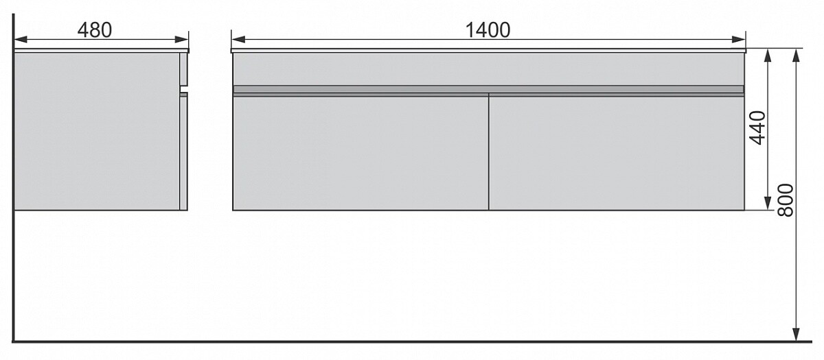 Raval Twins 140 тумба Twi.01.140/P/W с раковиной Pul.08.140/W подвесная