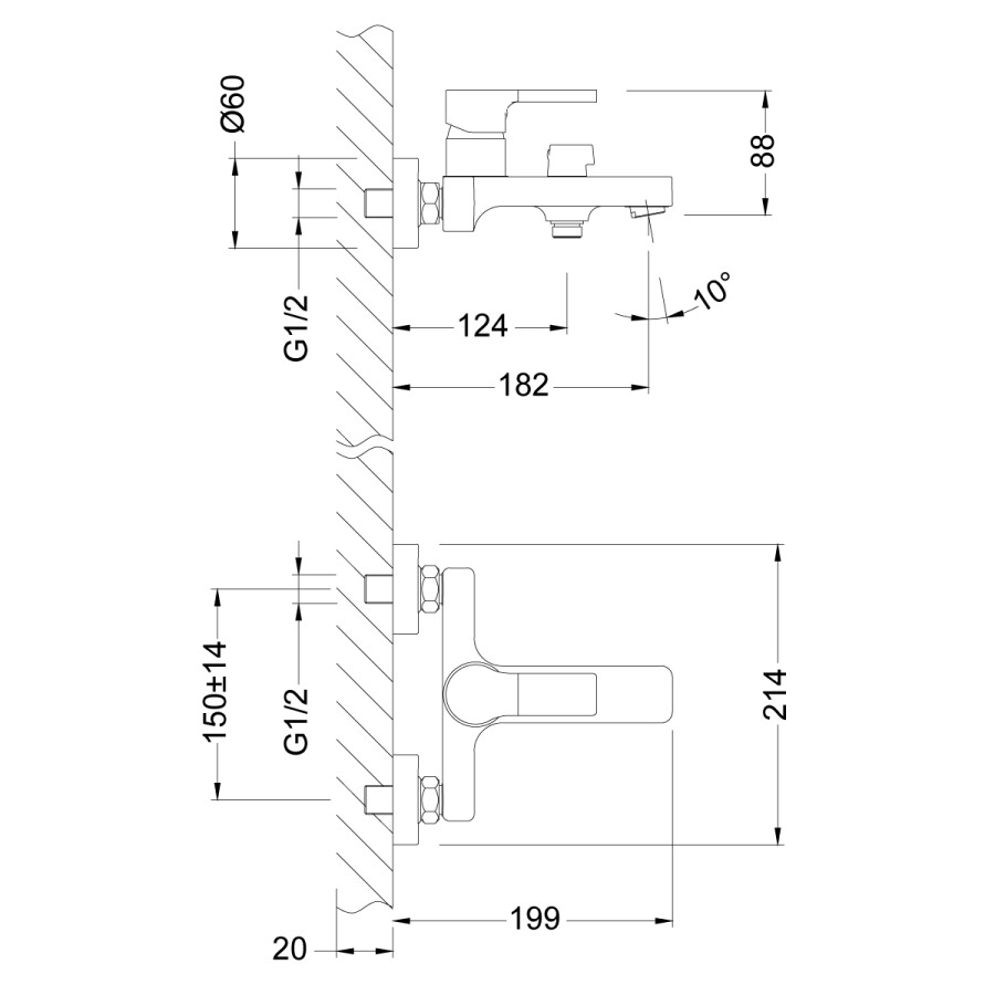Lemark LM0614C Aura смеситель для ванны хром