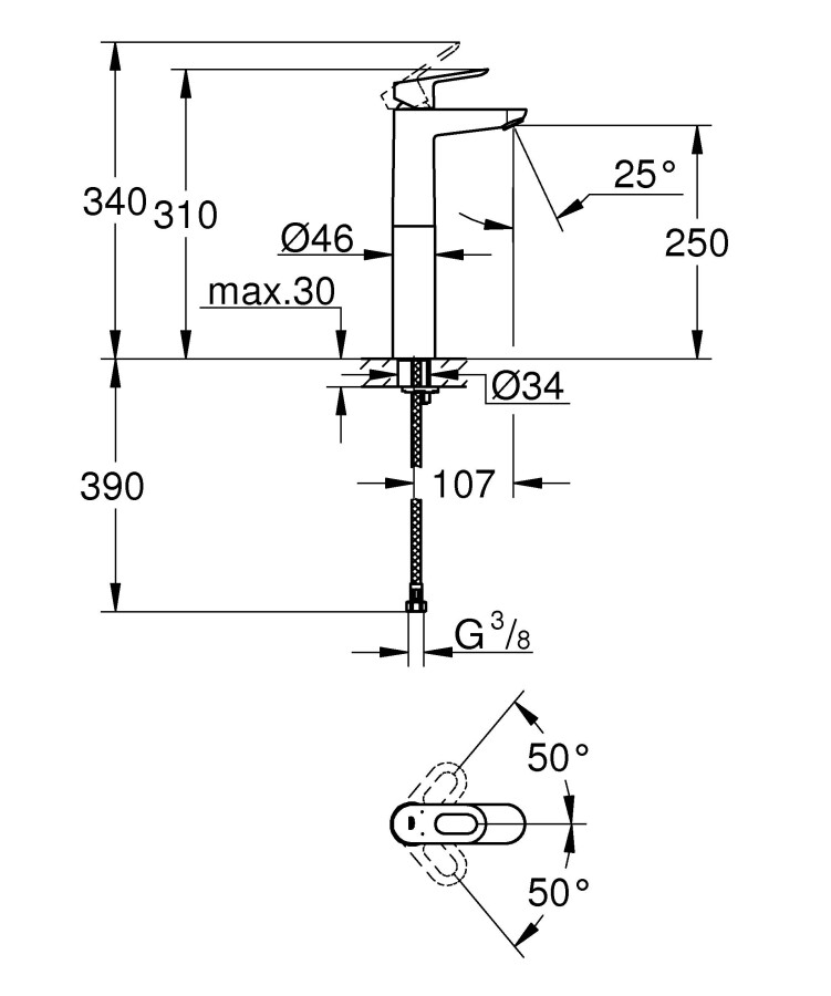 Grohe BauLoop 23764000 смеситель для раковины 28 мм