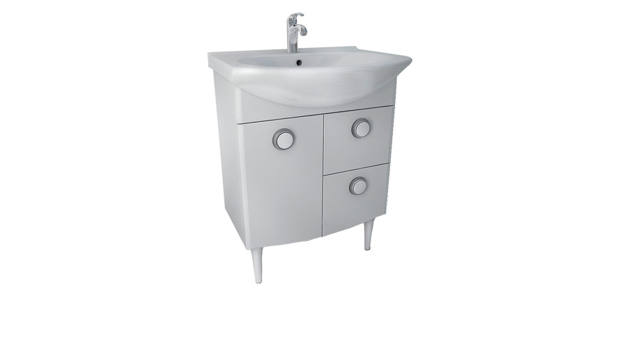 Triton Лира 60 тумба с умывальником ящики белая левая