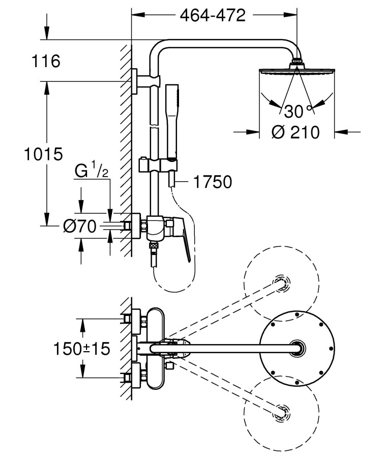 Grohe Euphoria 210 23058003 душевая система