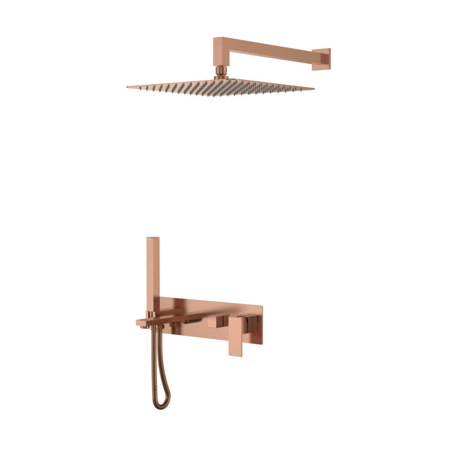 Душевая система с изливом Boheme Qubic Brushed Bronze 474-BRB