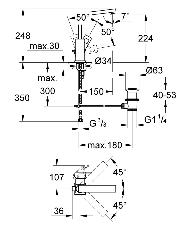 Grohe Eurocube 23135000 смеситель для раковины 28 мм