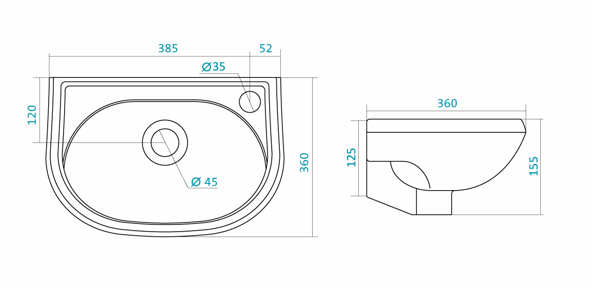 Santek Бриз 40 R/L 1WH110445 / 1WH110442 раковина подвесная 40 см