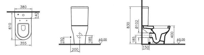 VitrA Zentrum Rim-Ex 9824B003-7206 унитаз напольный