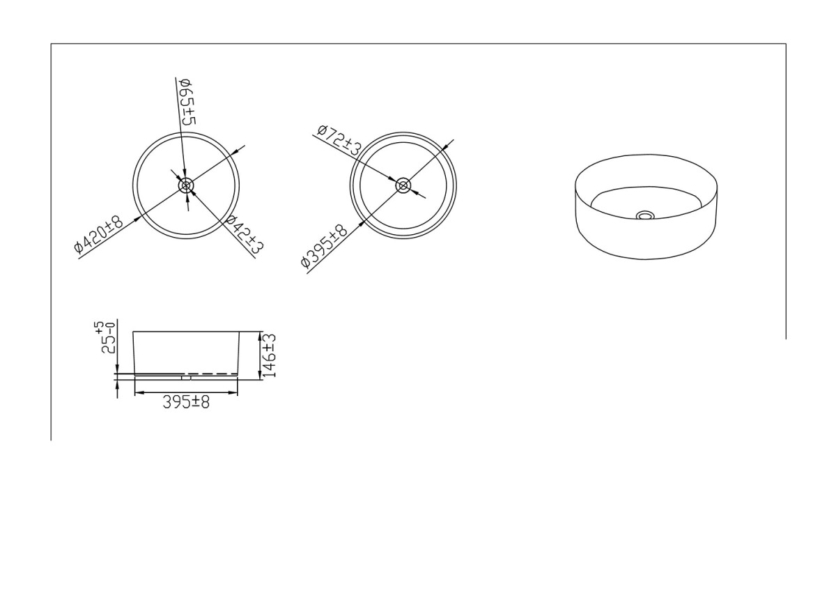 Bravat Affability C22284W-ENG раковина накладная 420*395*146 мм