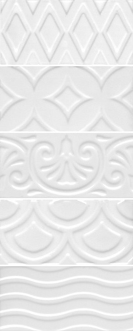 Kerama Marazzi Авеллино 7х15 см плитка настенная структура mix белая 16017