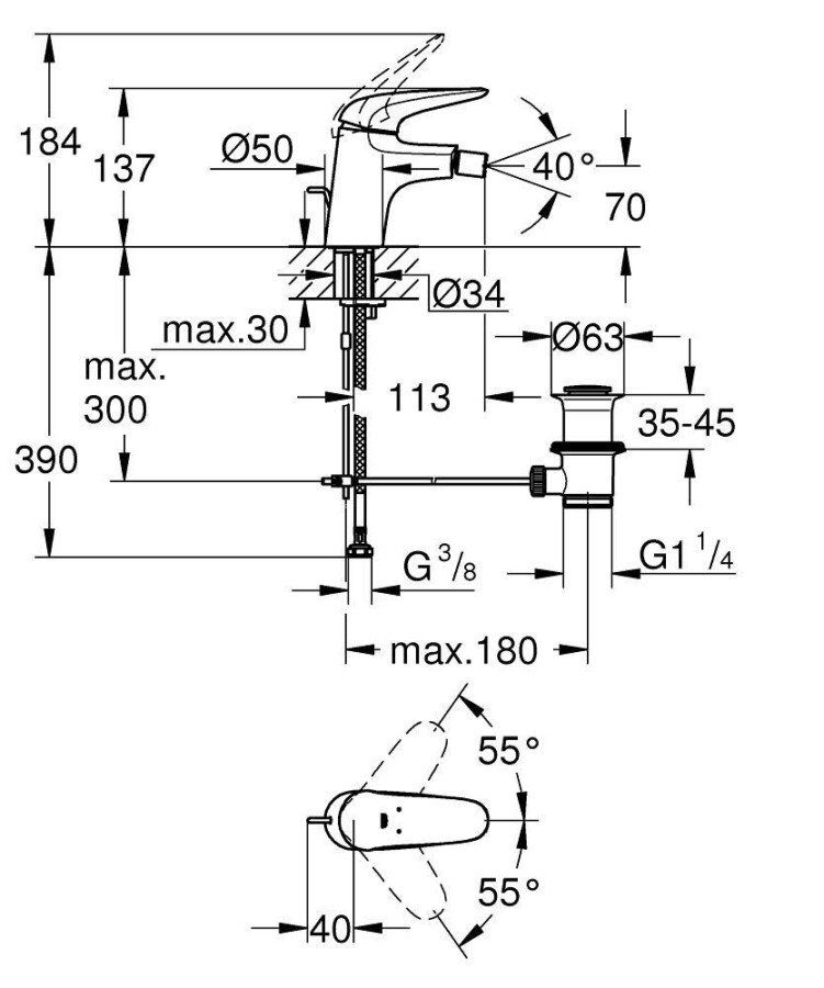 Grohe Wave 32288001 смеситель для биде