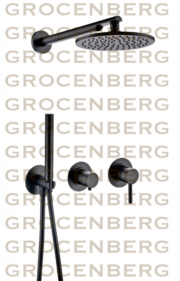 Душевая система скрытого монтажа Grocenberg GB5090BL Черный матовый