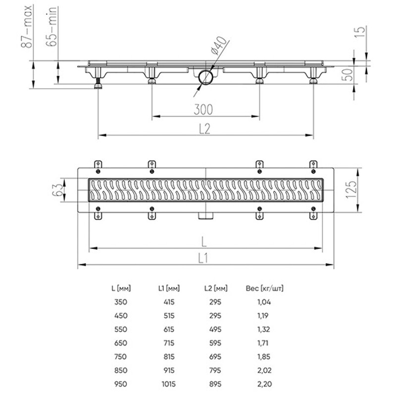 Azario Klasik AZCH650KN душевой лоток 650 мм