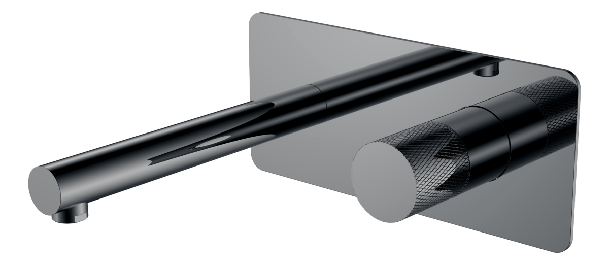 Смеситель для раковины из стены Boheme Stick ручка Touch Shine Gun Metal 125-SGM.2