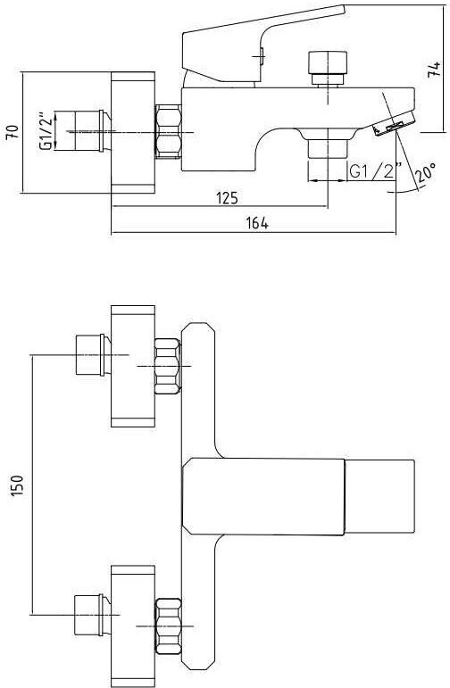 E.C.A. Tiera 103502469EX смеситель для ванны черный