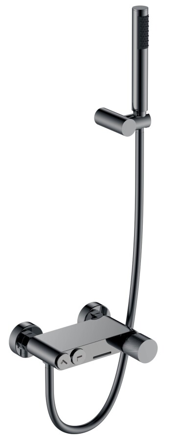 Смеситель для ванны с душевым гарнитуром Boheme Stick ручка Touch Shine Gun Metall 123-SGM.2