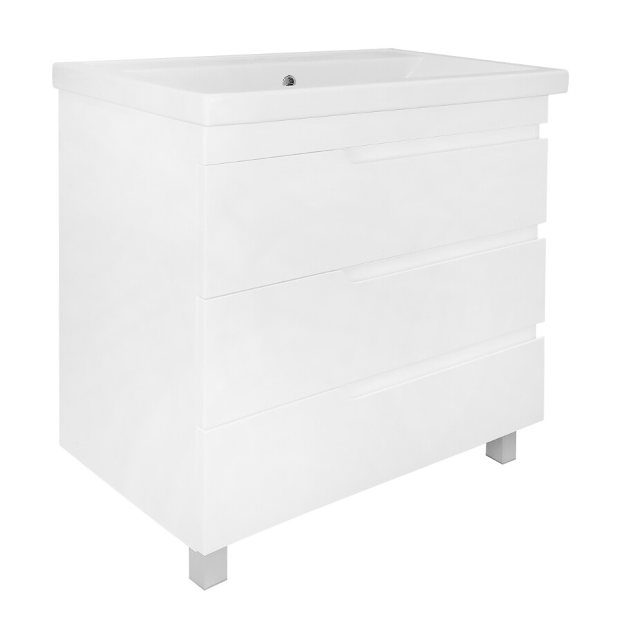 Комплект Тумба Azario KANTRI 80/3Н 800х460х870 напольная, с раковиной Фостер 80, белый глянец CS00097257