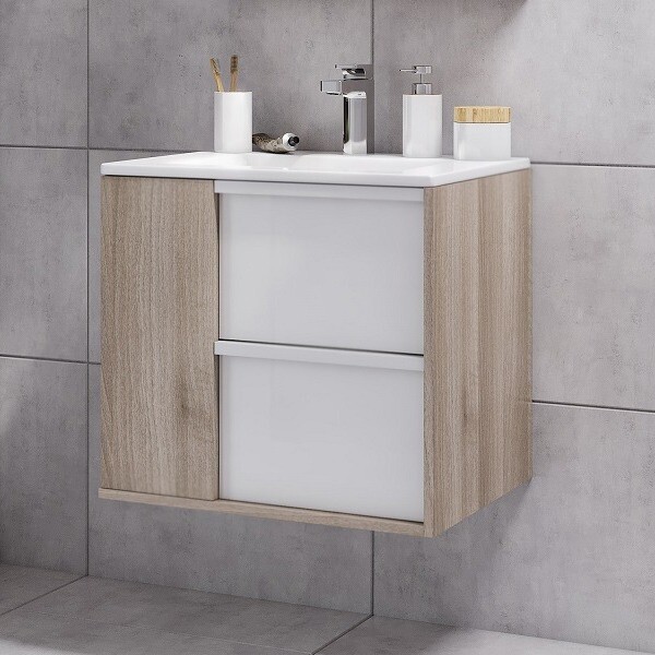 Акватон Бостон 60 см тумба с раковиной 1A2525K1BN010 подвесная