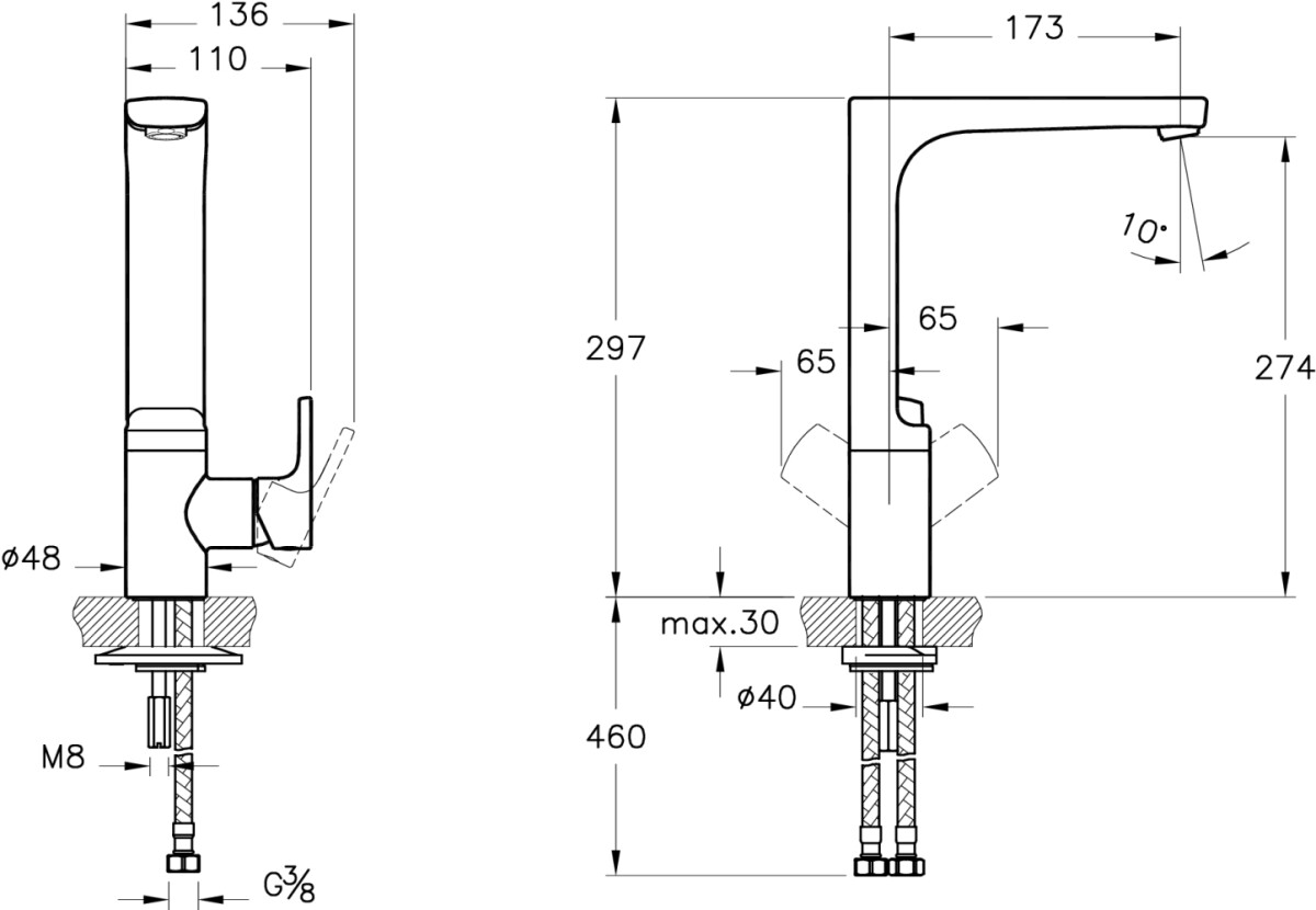 Vitra Sento A42156EXP смеситель для кухни хром