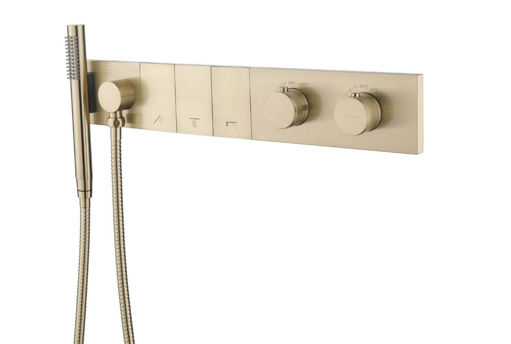 Термостатический смеситель встраиваемый с ручным душем Boheme Zodiac Thermo Matt Gold 133-SYS-MG