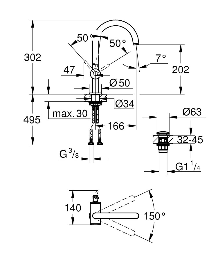 Grohe Atrio New 32042003 смеситель для раковины 28 мм