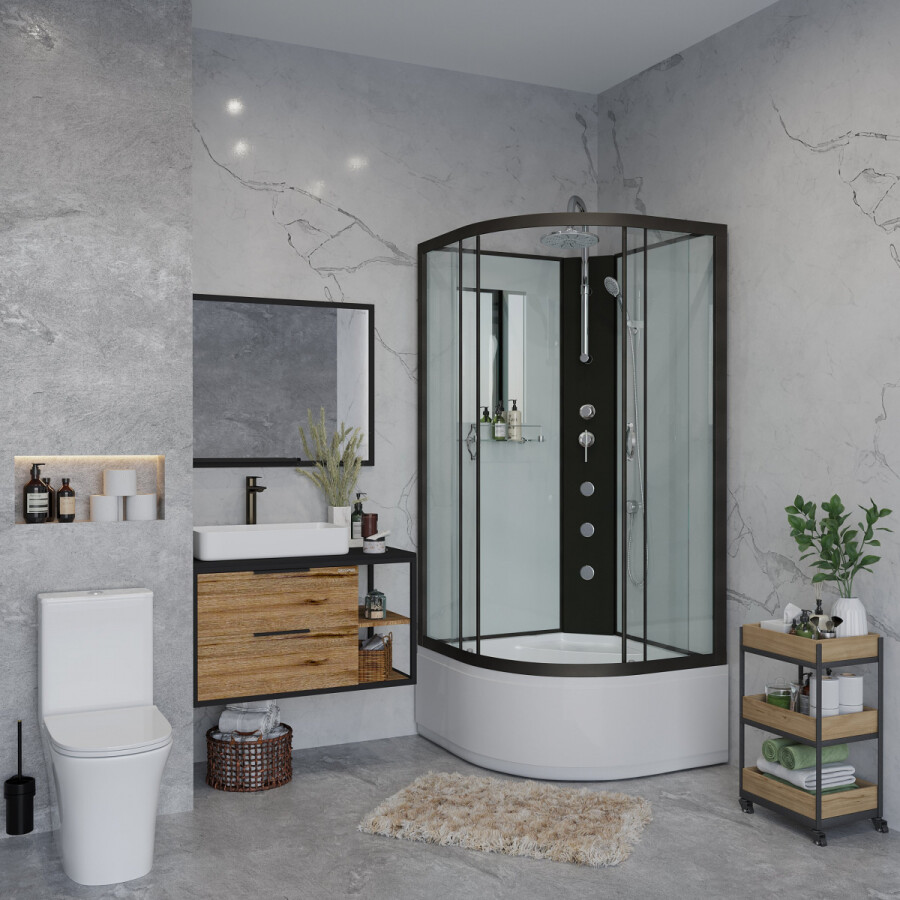 Niagara NG 6707-14BKTG Душевая кабина 80x80 Без крыши с гидромассажем и тропическим душем 67071414BKTG
