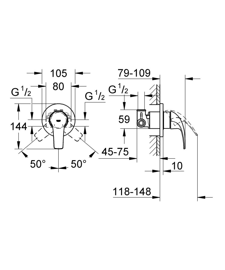 Grohe BauCurve 29044000 смеситель для душа