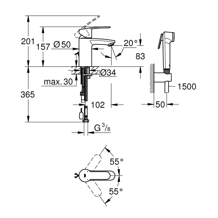 Grohe Eurostyle Cosmopolitan DN 15 23953003 смеситель для раковины 35 мм