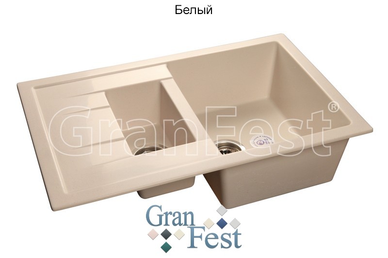 GranFest Quadro GF-Q775KL кухонная мойка белый 77.1х49.7 см