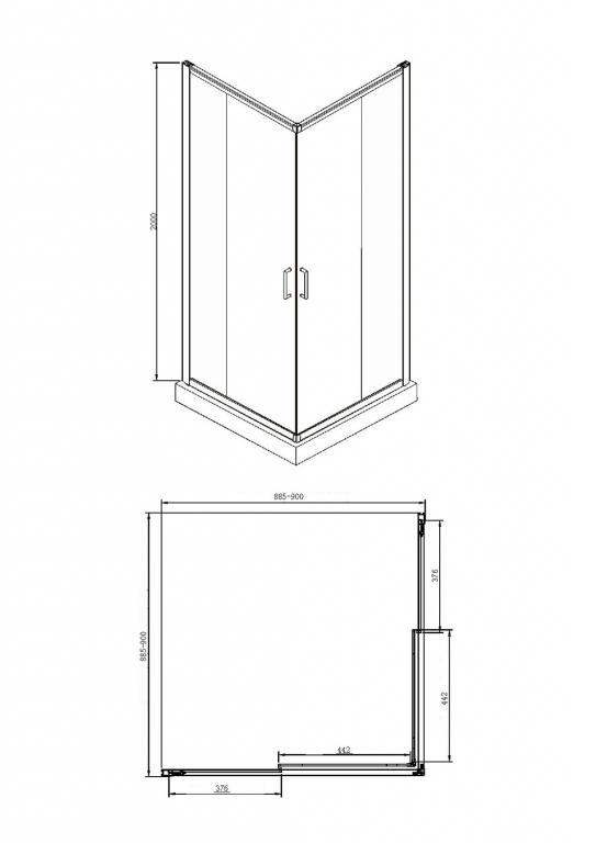 Bravat DROP BS090.2200A душевое ограждение 90*90*200