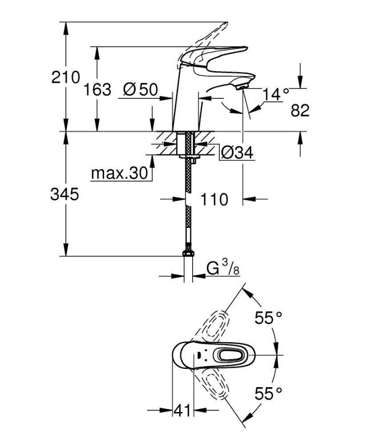 Grohe Eurostyle New 32468003 смеситель для раковины 35 мм