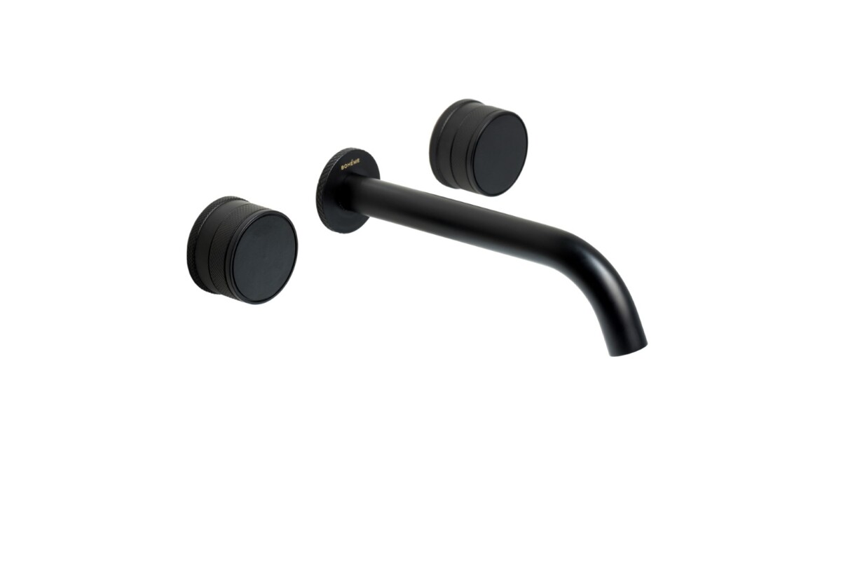 Смеситель для раковины из стены Boheme Prestige Black на 3 отв. 152-2-B-PR