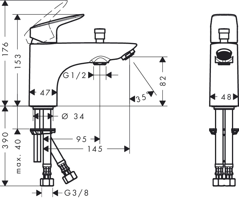 Hansgrohe 71312000 Logis смеситель на борт ванны хром