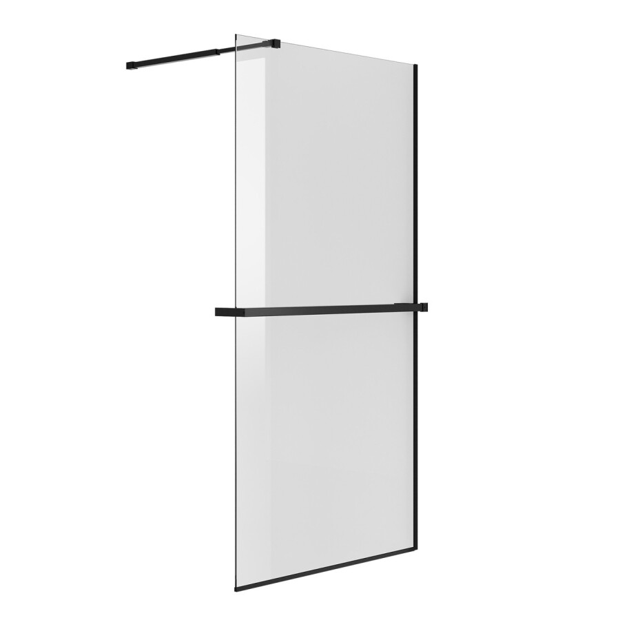 Душевая перегородка Niagara Nova NG-670-10ВLACK (100х195) черный матовый,стекло прозрачное,с полкой,1 место