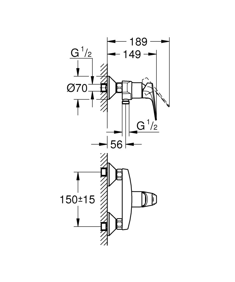 Grohe BauFlow 23632000 смеситель для душа
