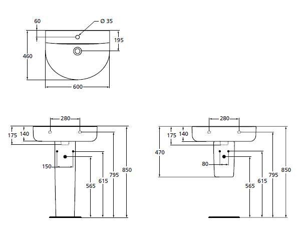 Ideal Standard Connect Arc E787501 умывальник подвесной 60 см