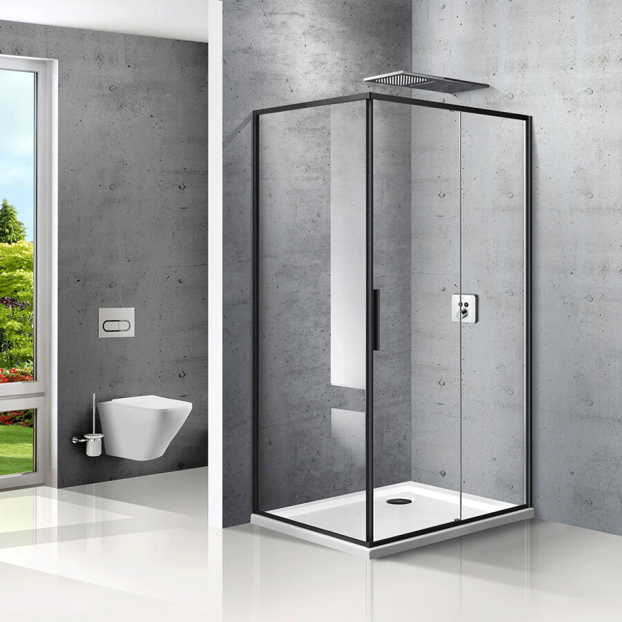 Vincea Slim душевой уголок VSR-2SL9012CLB-L 120х90 черный, стекло прозрачное