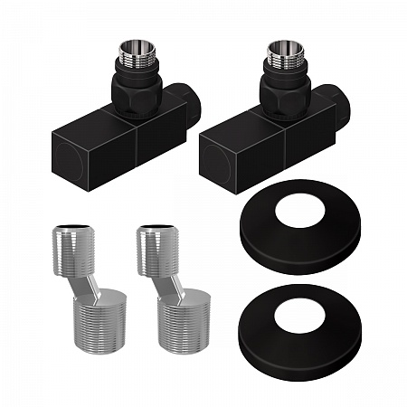 Lemark комплект подключения квадратный, черный LM03412SBL