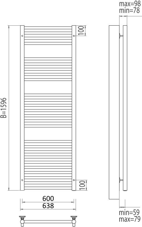 Terminus Альба полотенцесушитель электрический П26 600*1596