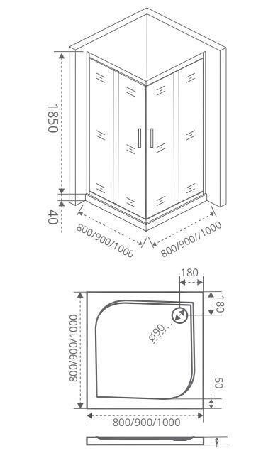 Bas JAZZE CR-80-B-BR душевой уголок 80*80*185 ДЖ00039