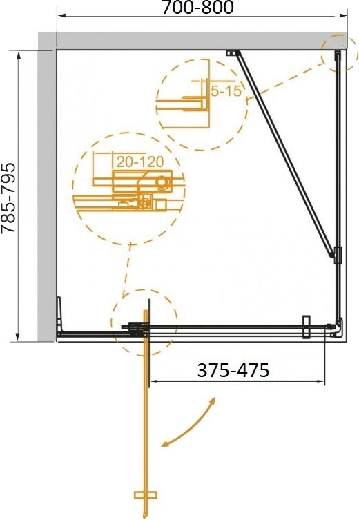 Cezares SLIDER-AH-1-80-70/80-C-NERO душевое ограждение 80*80*195