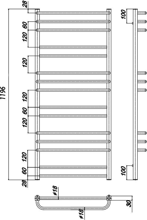 Ravak Cube полотенцесушитель водяной 500*1200 X04000083670