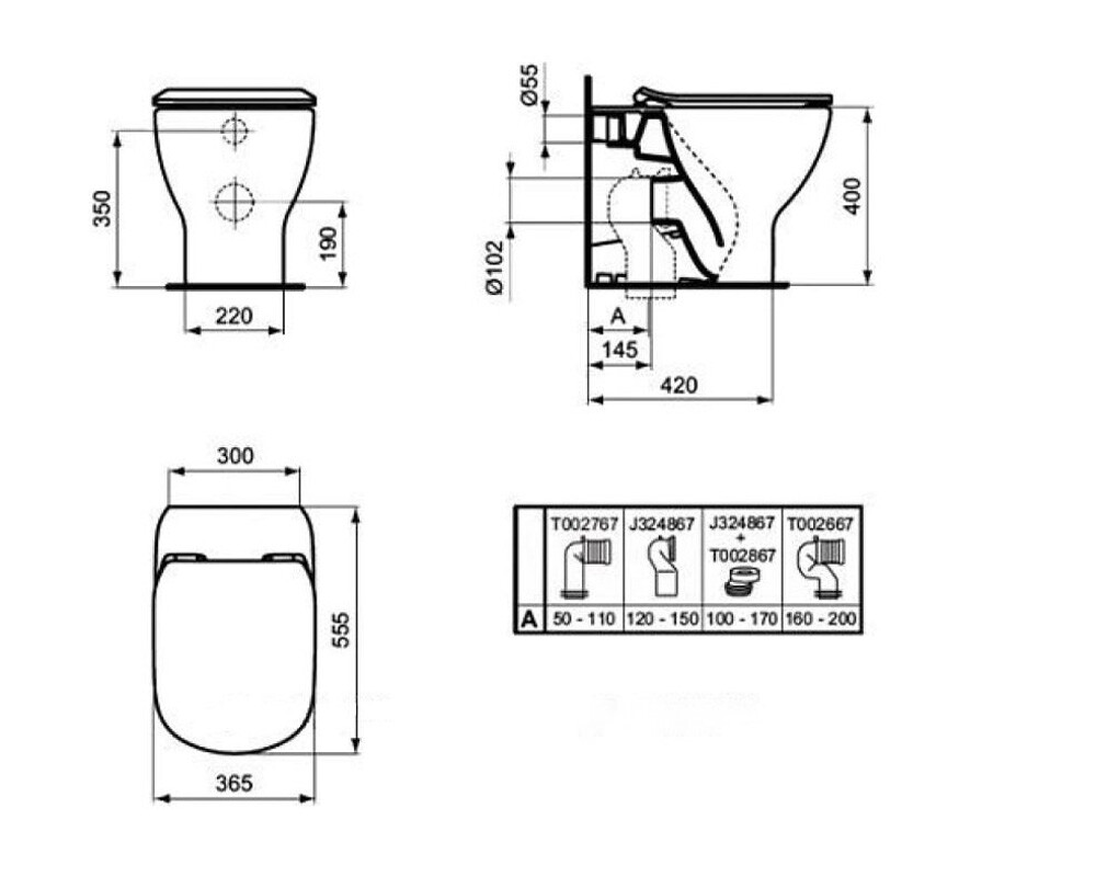 Ideal Standard Tesi AquaBlade T007701 унитаз напольный