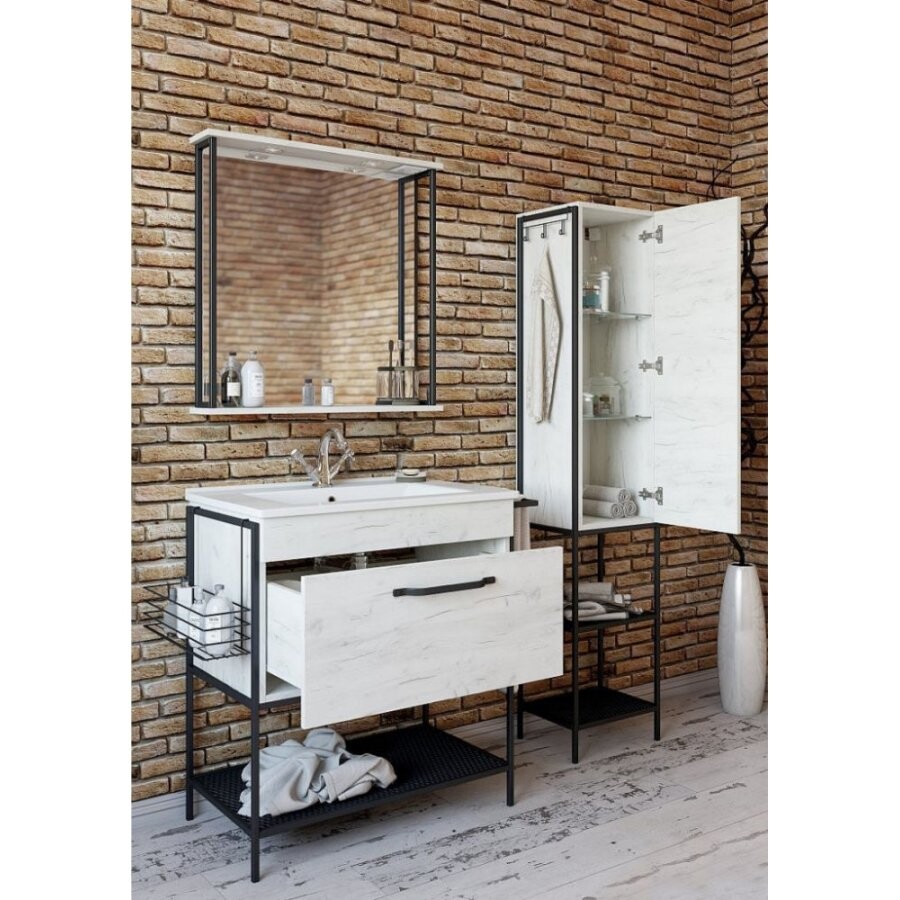 Sanflor Бруклин 75 тумба с раковиной PIANO 75 напольная, светлое дерево